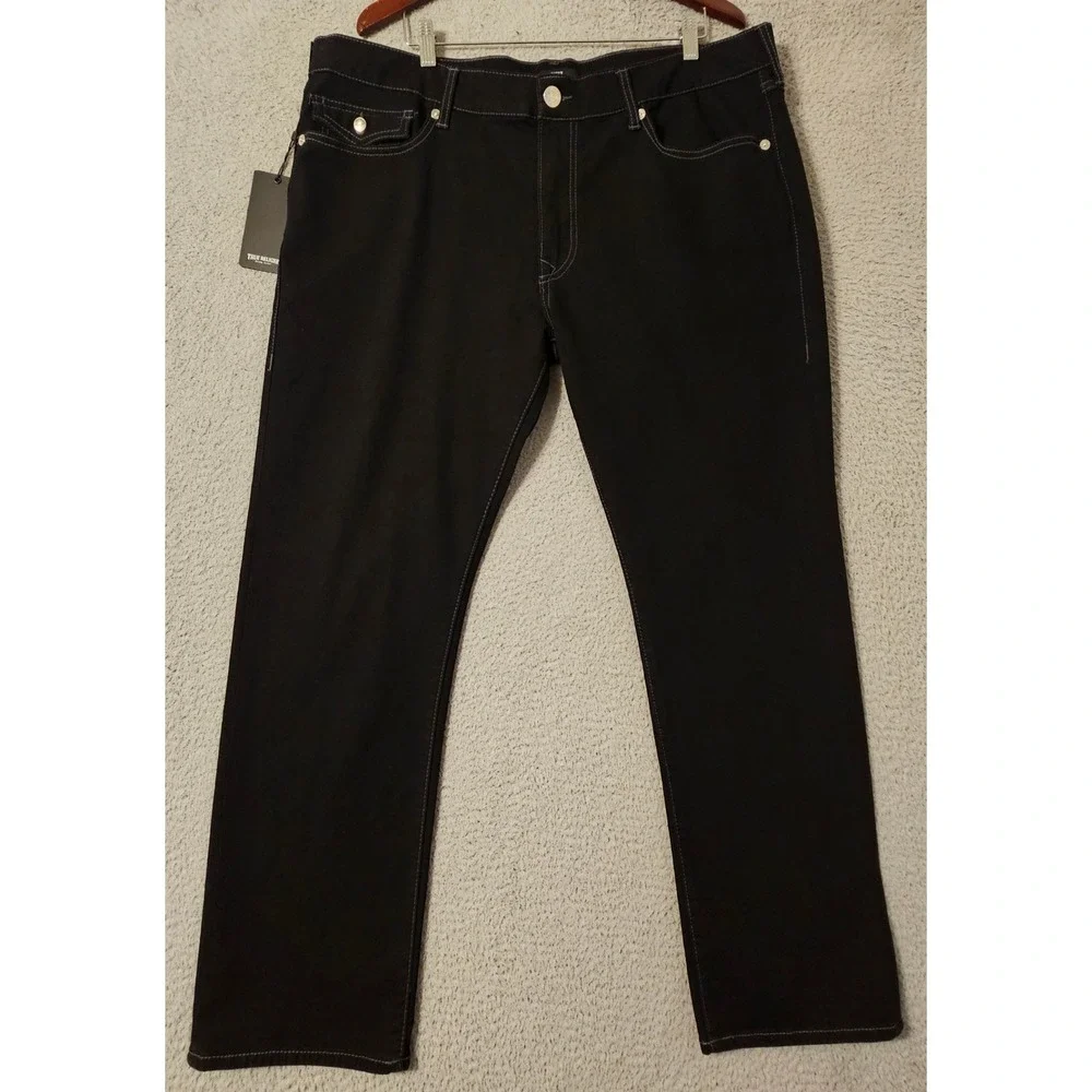 True Religion Ricky Relaxed Straight Flap Pocket Black Jeans Mens 40x32 106364